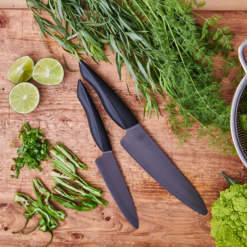 Santokumesser Keramik gross schwarz