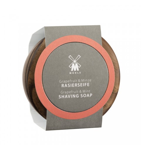 Rasierseife Mühle Grapefruit & Mint in Holzschale