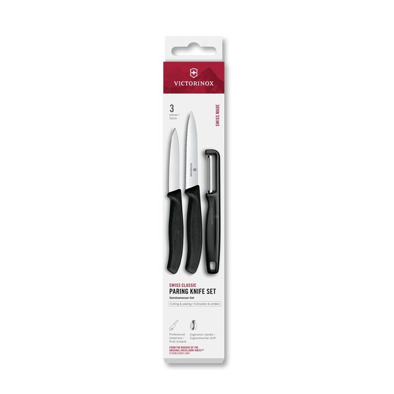 Gemüsemesser Set Swiss Classic mit Schäler schwarz