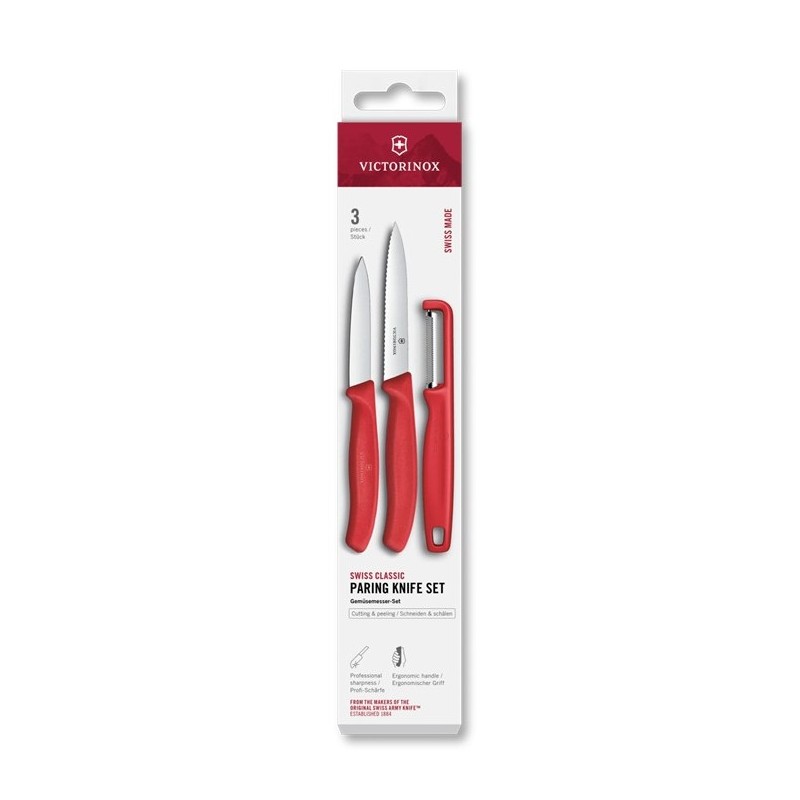 Gemüsemesser Set Swiss Classic mit Schäler rot