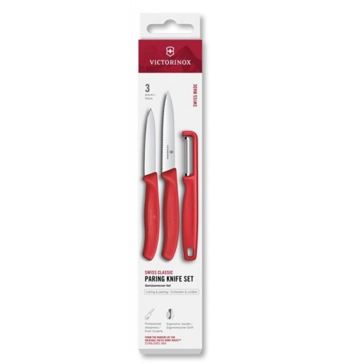 Gemüsemesser Set Swiss Classic mit Schäler rot