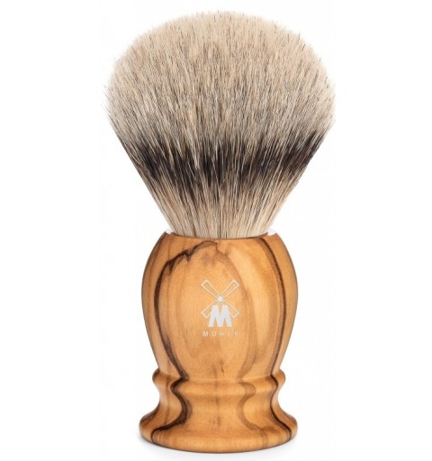 Rasierpinsel Mühle Olivenholz Silberspitzdachshaar
